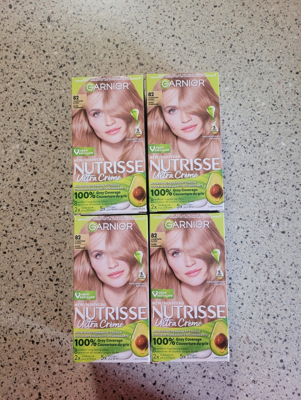 (4) GARNIER Nutrisse Ultra Creme Permanent Hair Color Dye #82 CHAMPAGNE BLONDE